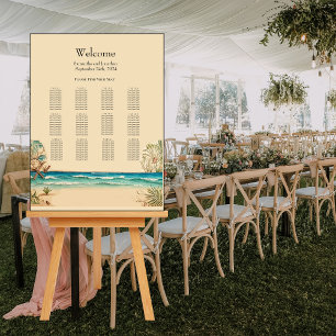 Dream Beach Themed Wedding Seating Chart  Foam Board