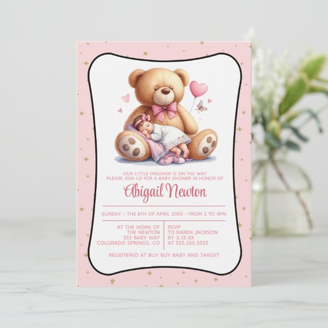 Dream Bear Baby Shower Invitation (Standing Front)