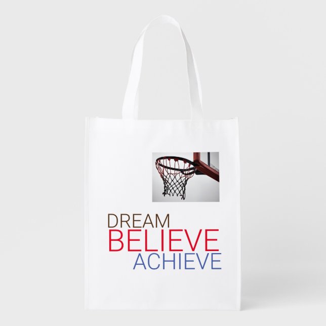 Dream Believe Achieve Basketball Grocery Bag (Front)