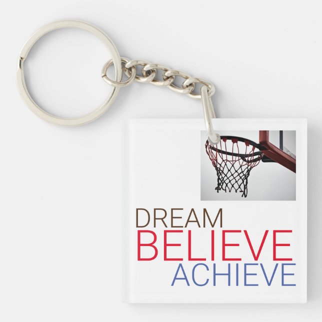 Dream Believe Achieve Basketball Keychain (Front)