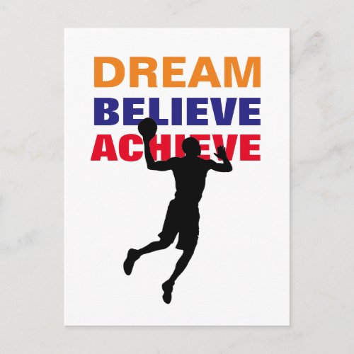 Dream Believe Achieve Basketball Pop Art Postcard