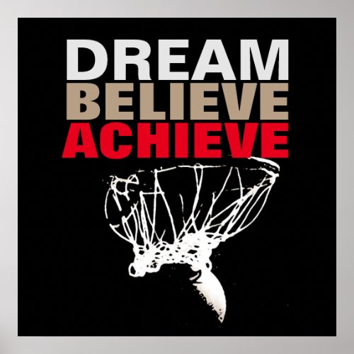 Dream Believe Achieve Basketball Pop Art Poster
