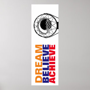 Dream Believe Achieve Basketball Pop Art Style Poster
