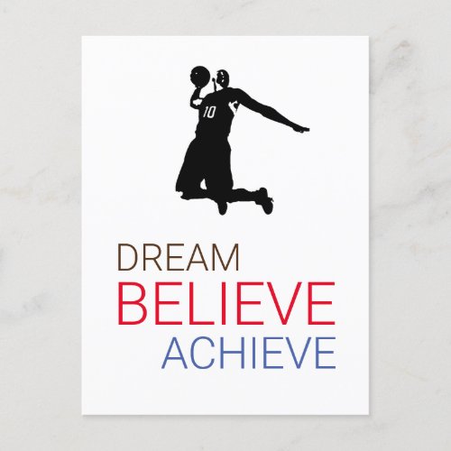 Dream Believe Achieve Basketball Postcard