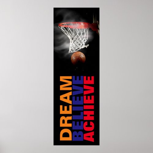 Dream Believe Achieve Basketball Stylish Door Poster