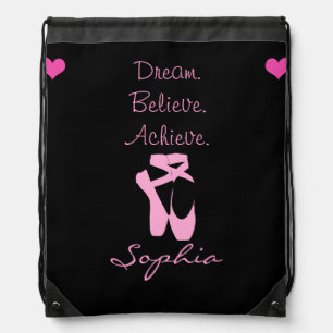 Dream. Believe. Achieve. Dance Drawstring Backpack