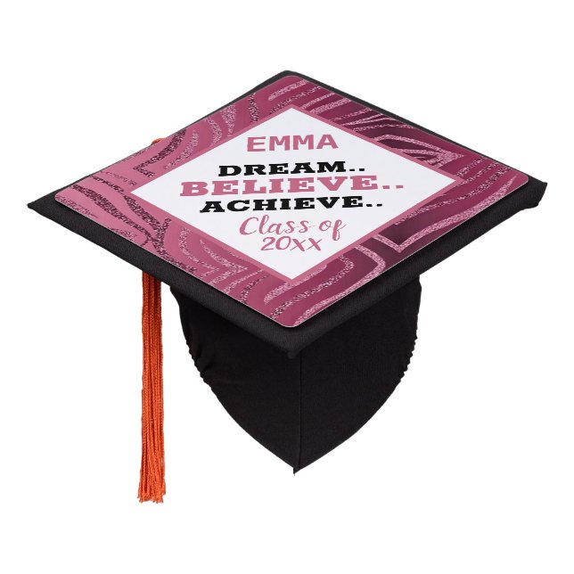 Dream Believe Achieve Graduation Cap Topper (Angled)