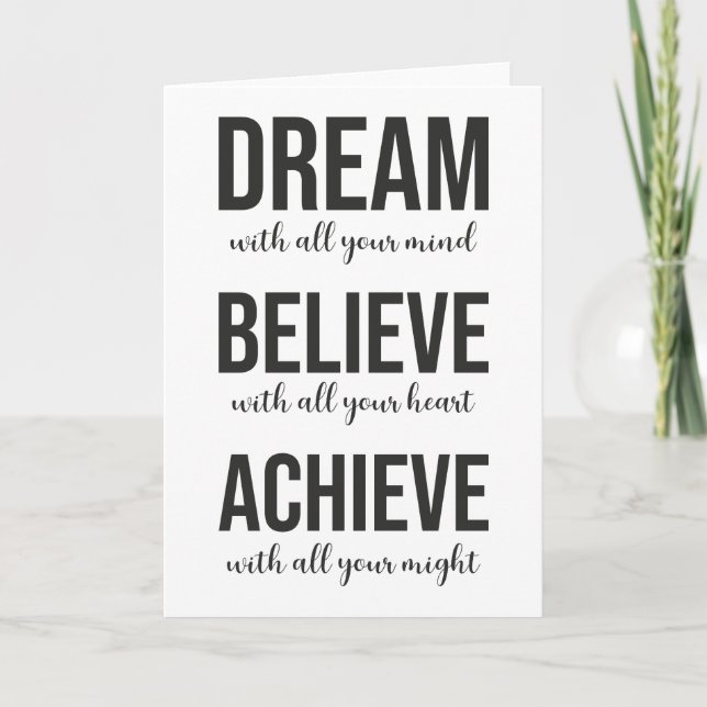 Dream Believe Achieve - Gym, Hustle, Success Card (Front)
