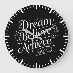 Dream Believe Achieve - Gym, Hustle, Success Large Clock