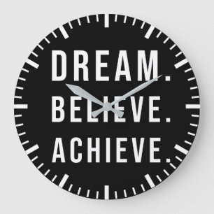 Dream Believe Achieve - Gym, Hustle, Success Large Clock
