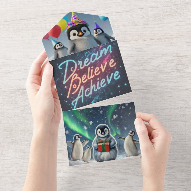 "Dream Believe Achieve" Kids' Invitation Card (Tearaway)
