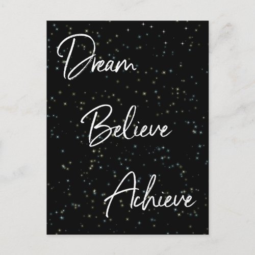 Dream Believe Achieve Motivational Postcard