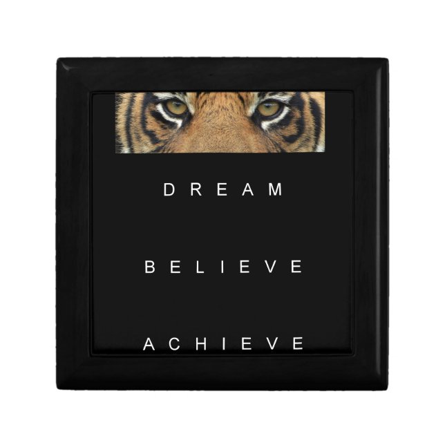 dream believe achieve motivational quote jewelry box (Front)