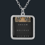 dream believe achieve motivational quote silver plated necklace<br><div class="desc">dream believe achieve motivational quote</div>
