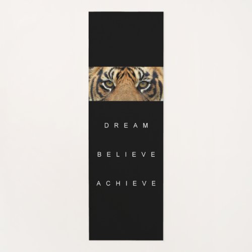 Dream Believe Achieve Motivational Quote Tiger Eye Yoga Mat
