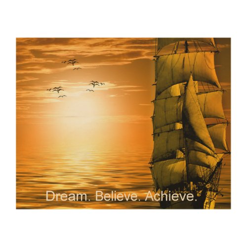 dream believe achieve motivational quote wood wall decor