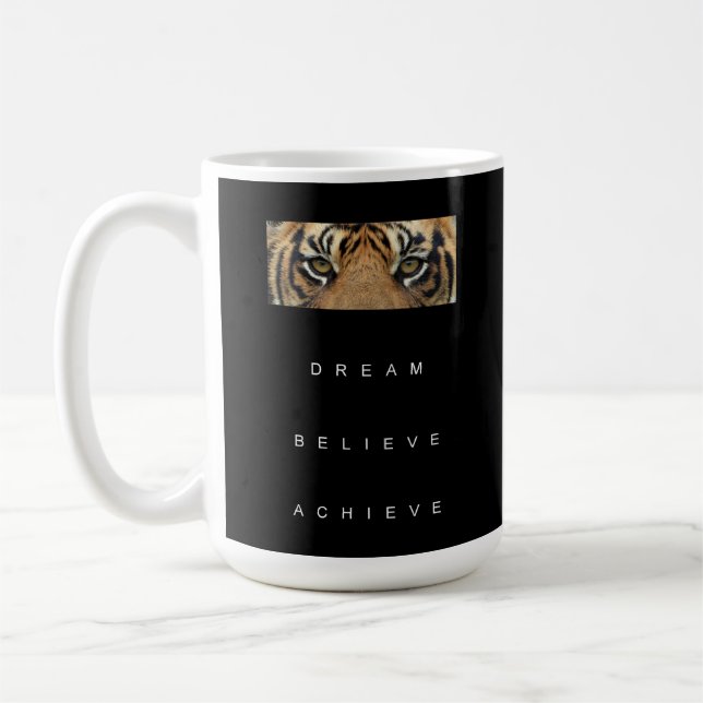 Dream Believe Achieve Motivational Success Quote Coffee Mug (Left)