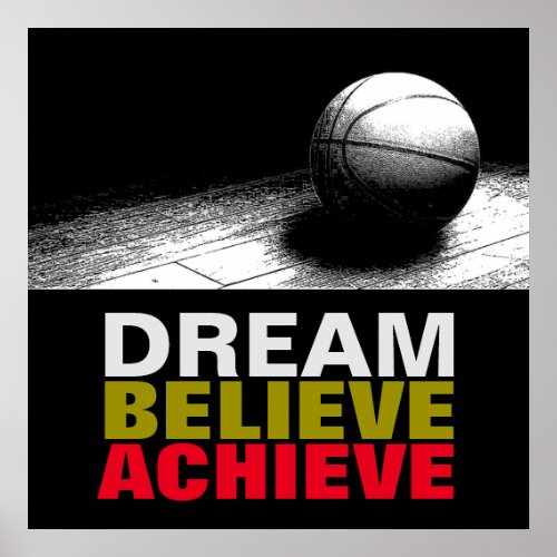 Dream Believe Achieve Pop Art Basketball Poster