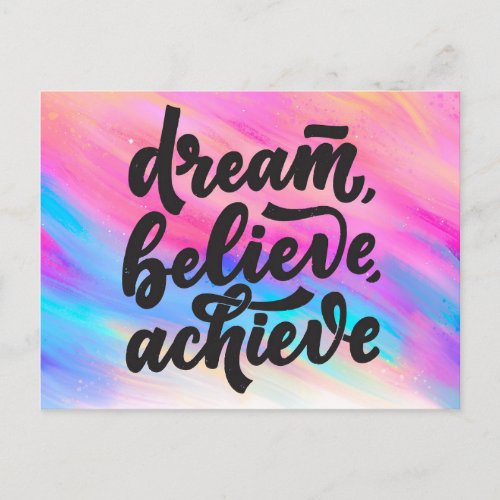 Dream Believe Achieve Quotes Postcard