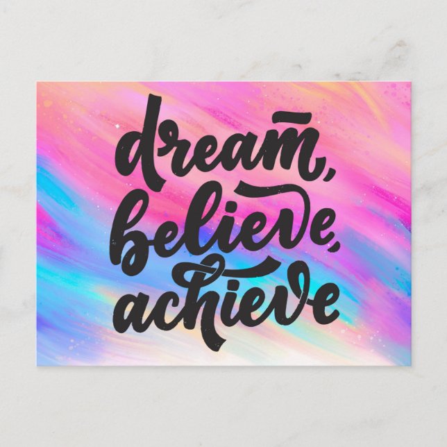 Dream, Believe, Achieve Quotes Postcard (Front)