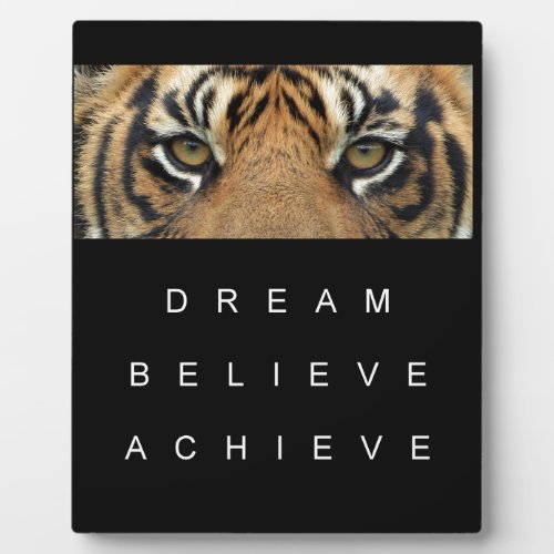 dream believe achieve tiger eyes plaque