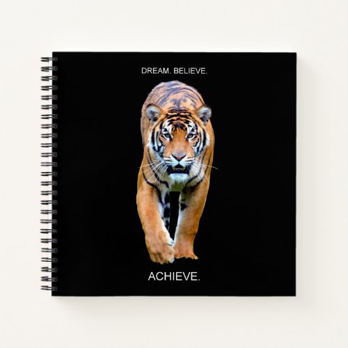 Dream Believe Achieve Tiger Spiral Square Graph Notebook