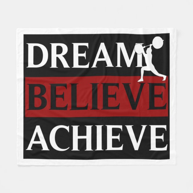 Dream Believe Achieve Weightlifter Fleece Blanket (Front (Horizontal))