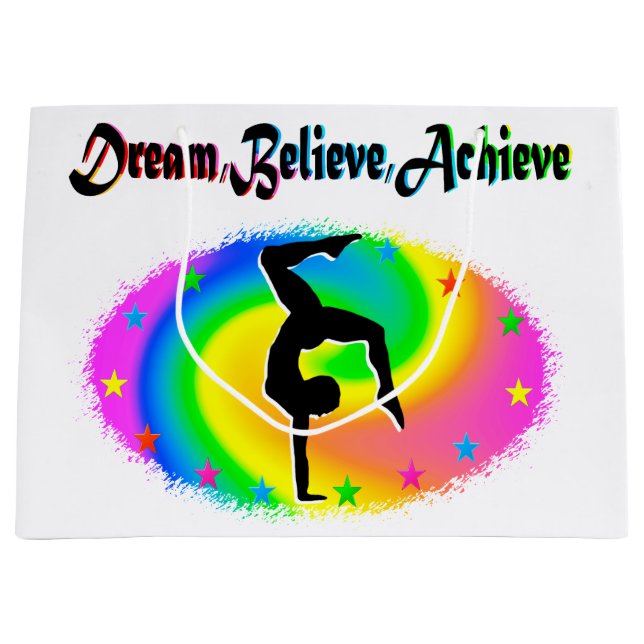 DREAM, BELIEVE AND ACHIEVE GYMNASTICS DREAMS LARGE GIFT BAG (Front)