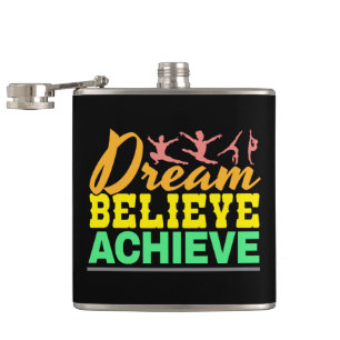 Dream Believe Quote - Women's Gymnastics Flask