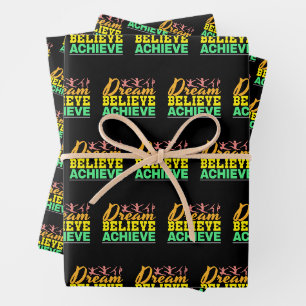 Dream Believe Quote - Women's Gymnastics Wrapping Paper Sheets