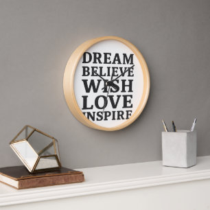 Dream Believe Wish Love Inspire Motivational Wall Clock