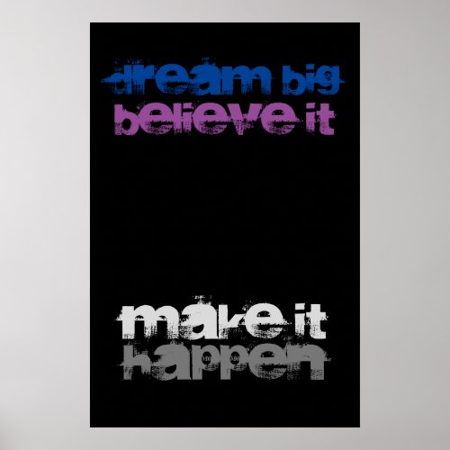 Dream Big Believe It Make It Happen Inspirational Poster