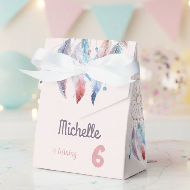 Dream Big Boho Dreamcatcher Birthday Favor Boxes (Creator Uploaded)