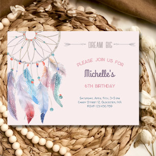 Dream Big Boho Dreamcatcher Birthday Invitation