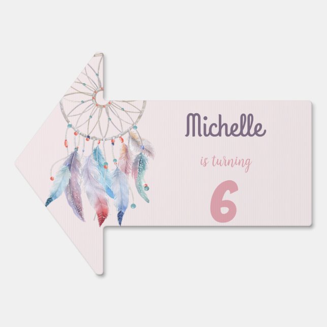 Dream Big Boho Dreamcatcher Birthday Sign (Front)