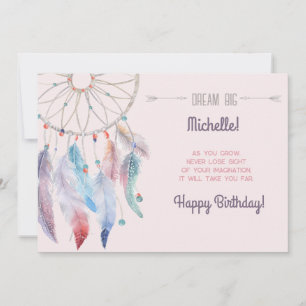 Dream Big Boho Dreamcatcher Happy Birthday Card