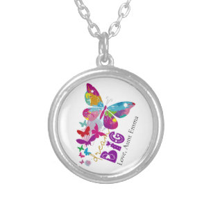 Dream BIG Butterflies Flying Upward Personalized Silver Plated Necklace