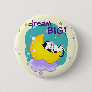 "Dream Big" Cat Sleeping On Moon Cat Lover Button