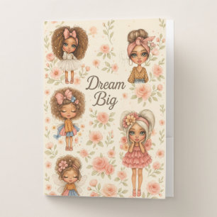 Dream Big Chibi Girls Journal Pocket Folder