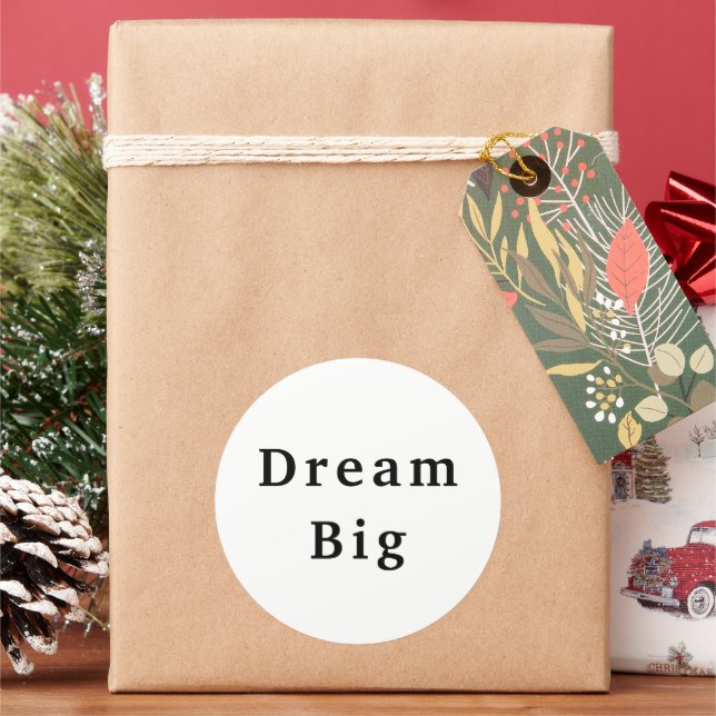 Dream Big Classic Round Sticker (Holiday)