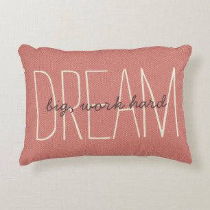 Dream Big Coral & Cream Motivational Quote Script Accent Pillow