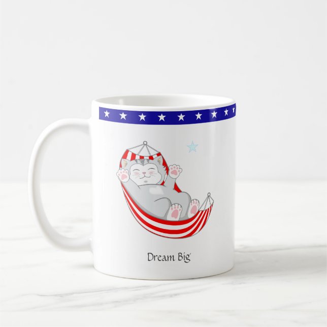 Dream Big Cute Kitty Cat Coffee Mug (Left)