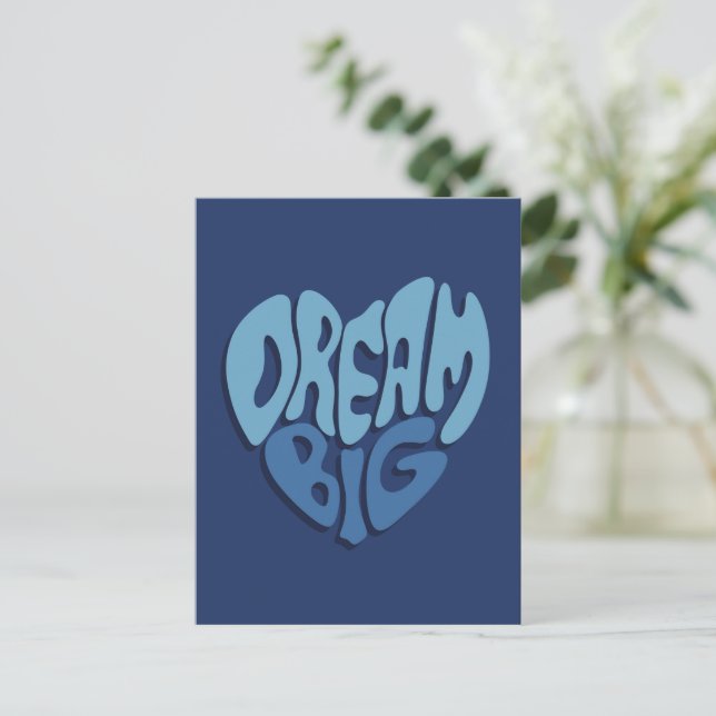 Dream Big: Dark Space-Blue Quote Postcard (Standing Front)