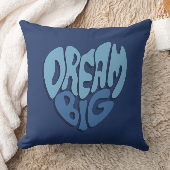 Dream Big: Dark Space-Blue Quote Throw Pillow (Blanket)