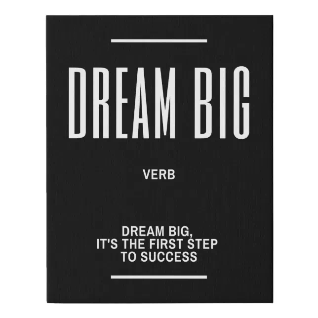 Dream Big Definition Quote Faux Canvas Print Zazzle