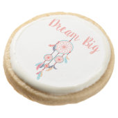 Dream Big Dreamcatcher Bohemian Dream Catcher Round Shortbread Cookie (Angled)