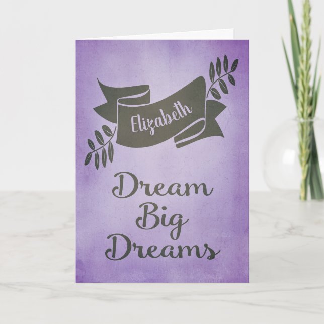 Dream Big Dreams Graduation Congratulations Purple Card (Front)