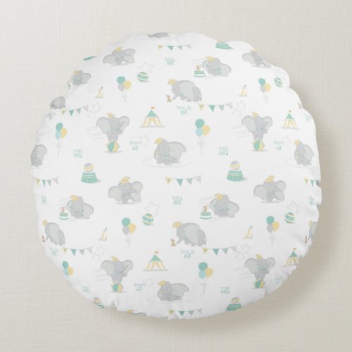 Dream Big Dumbo Pattern Round Pillow