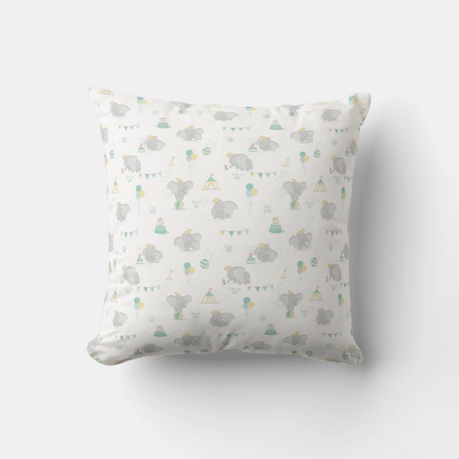 Dream Big Dumbo Pattern Throw Pillow (Front)