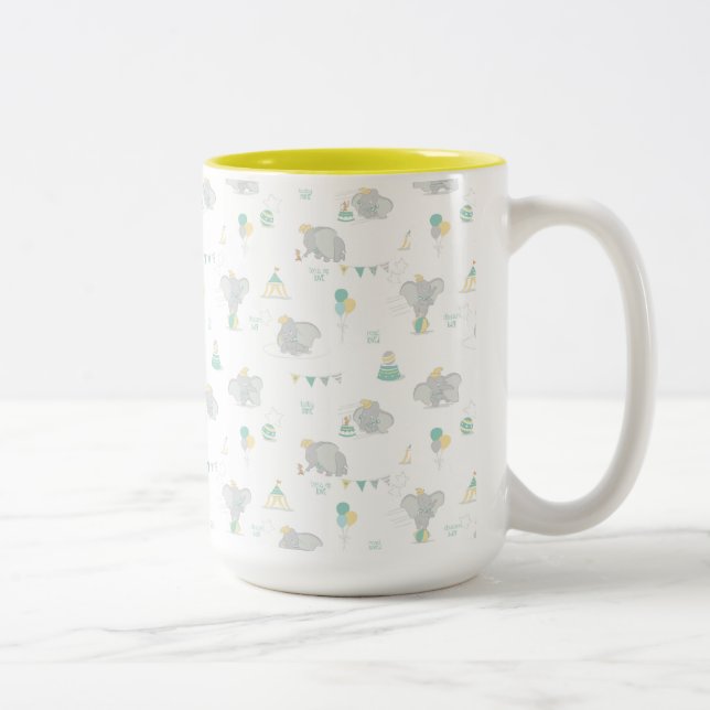 Dream Big Dumbo Pattern Two-Tone Coffee Mug (Right)
